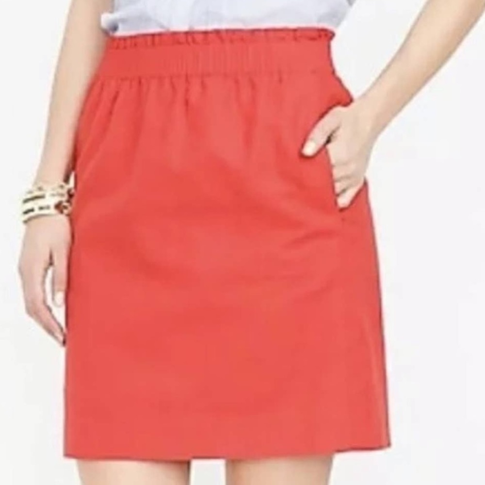 NWT J.Crew Sidewalk skirt linen-cotton, coral,